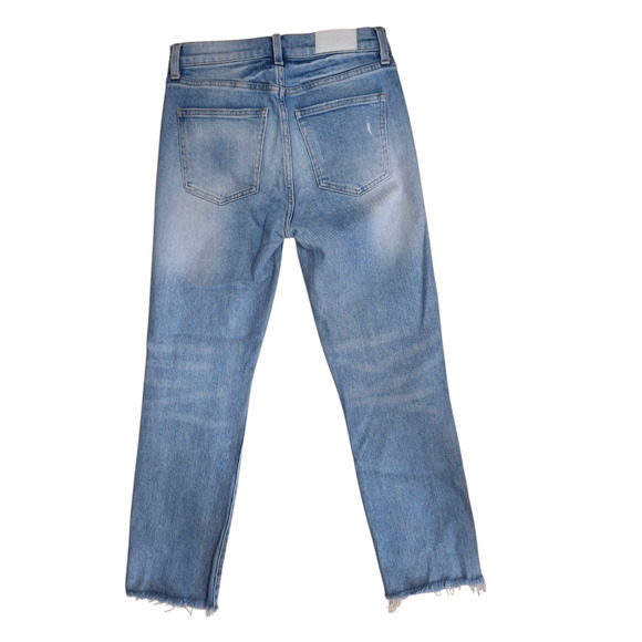 Pistola Distressed Light Blue Wash Straight Leg Cropped Women's Jean Pants Sz 26 - Picture 3 of 6